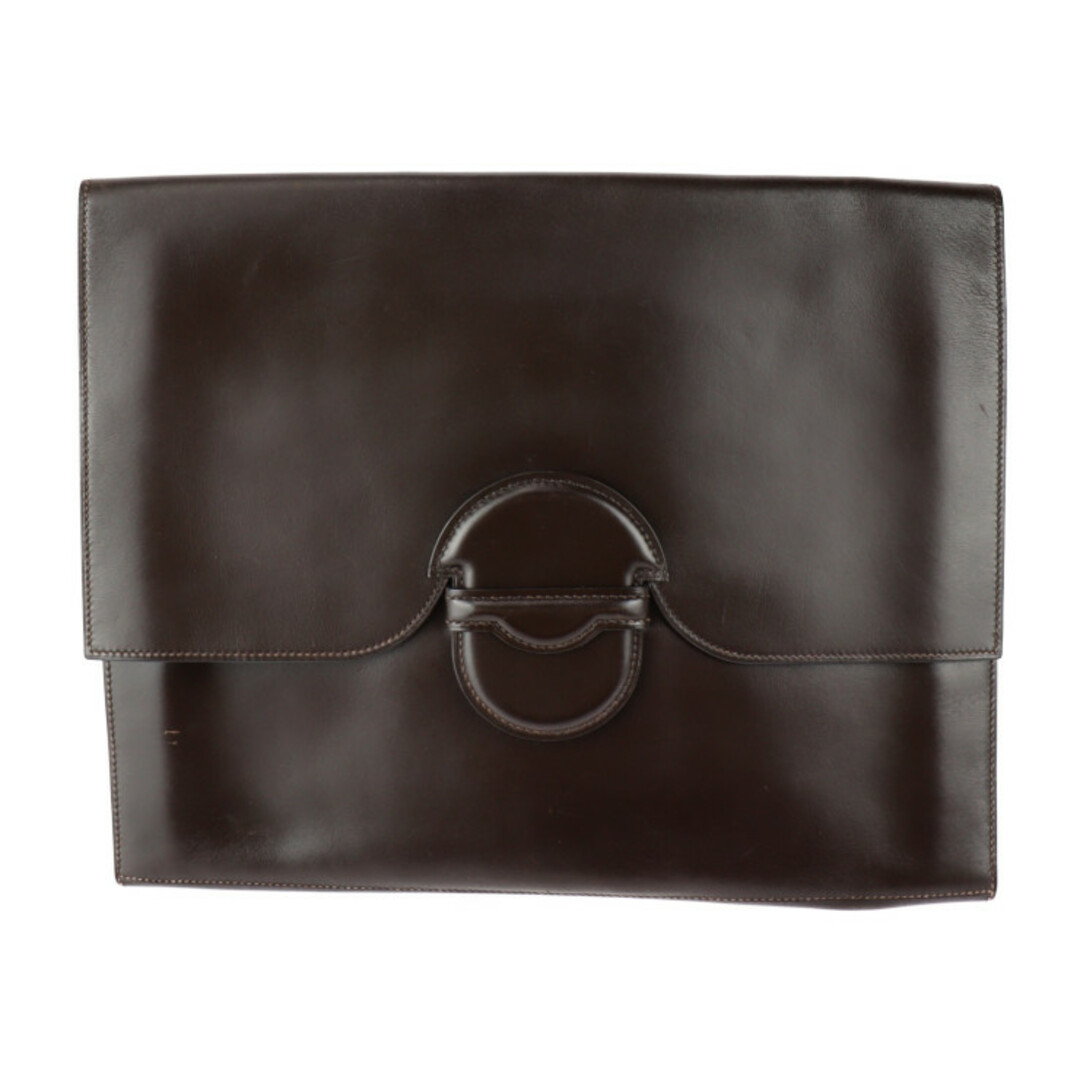 HERMES エルメス ファコGM 35 クラッチバッグ ボックスカーフ ダーク