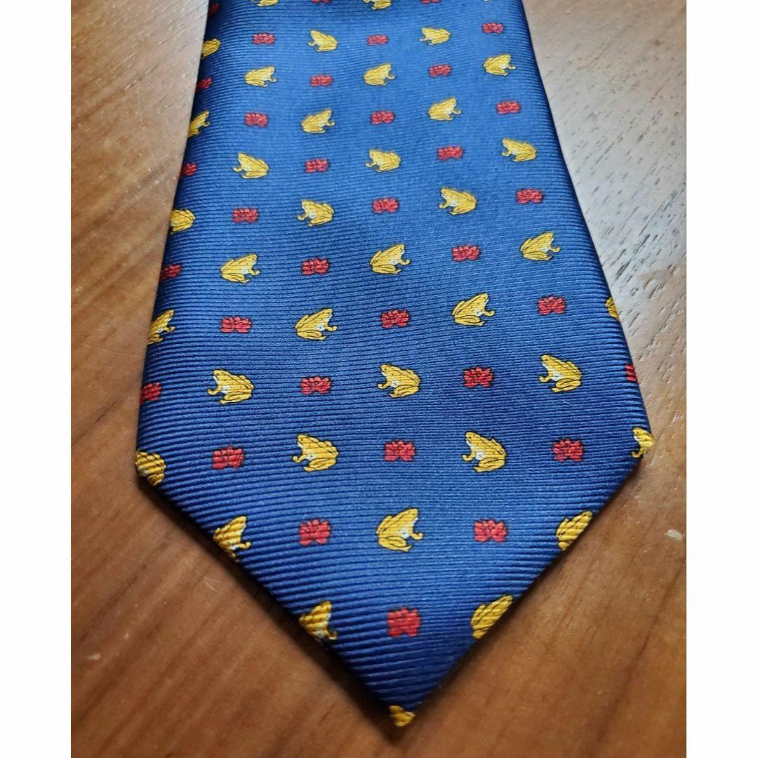 TIE YOUR TIE(タイユアタイ)の最上級　美品　TINCATI インポート ブルー　カエル　ドット柄　高級ネクタイ メンズのファッション小物(ネクタイ)の商品写真