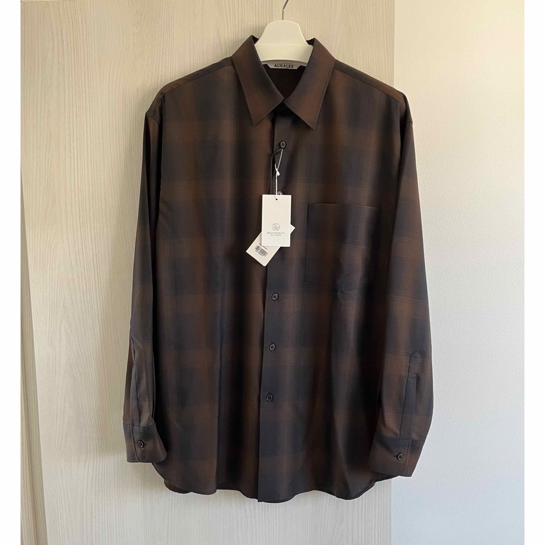 新品未使用　オーラリー　SUPER LIGHT WOOL CHECK SHIRT