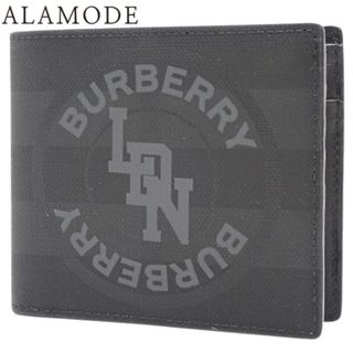 バーバリー(BURBERRY)のバーバリーコンパクト財布 二つ折り財布 レザー ブラック黒 40802070032(折り財布)