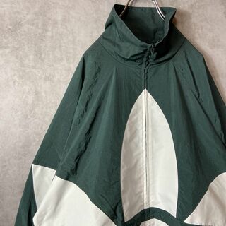 《希少カラー》アディダス adidas☆ナイロンジャケット XL 刺繍ロゴ 緑色