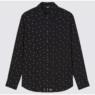 ユニクロ(UNIQLO)のUNIQLO ドット柄レーヨン長袖シャツ(シャツ/ブラウス(長袖/七分))