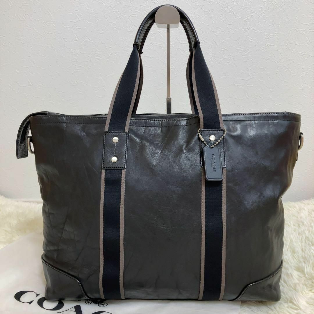 COACH - 美品 コーチ トートバッグ 2way 肩掛け ウェブレザー