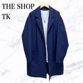 新品 THE SHOP TK 襟付 ステンカラーコート スプリングコート L