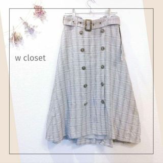 ダブルクローゼット(w closet)のダブルクローゼット／WCloset／Ｆ／タータンチェックベルト付膝丈スカート(ひざ丈スカート)