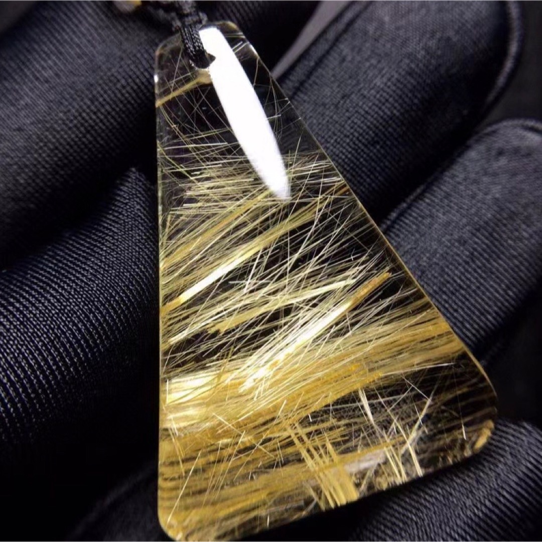 天然】ゴールド ルチル クオーツ ネックレス 11.2g-