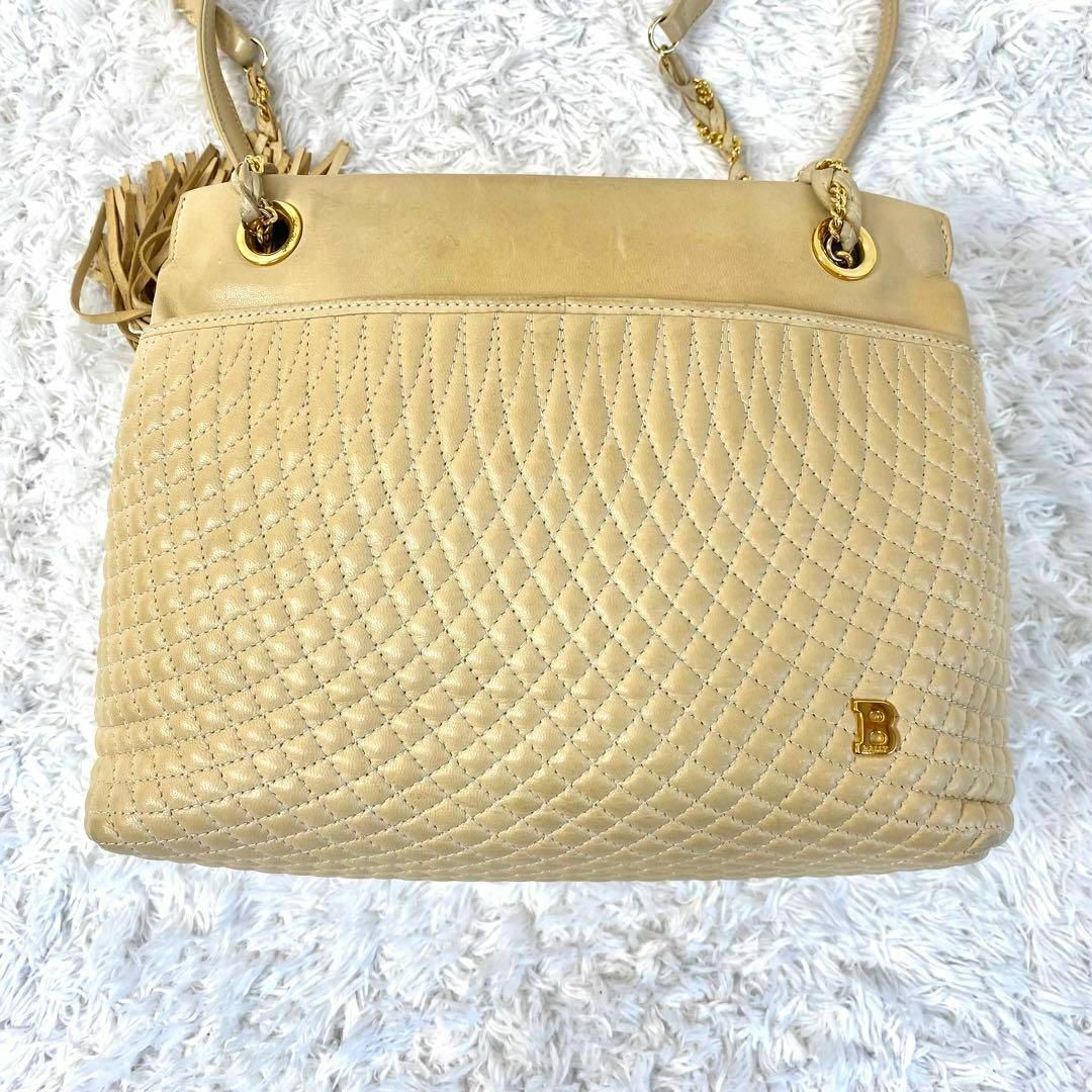 BALLY バリー チェーンショルダーバッグ キルティング 本革 ベージュ 【値下げ】BALLYバリー⭐︎本革 キルティング バッグ