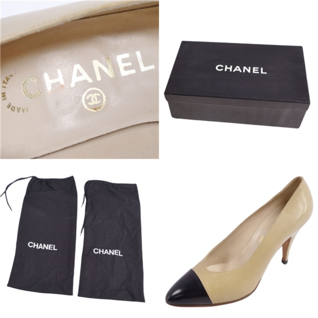 未使用 Vintage シャネル CHANEL パンプス キャップトゥ バイ 未使用 Vintage シャネル CHANEL パンプス キャップトゥ バイ