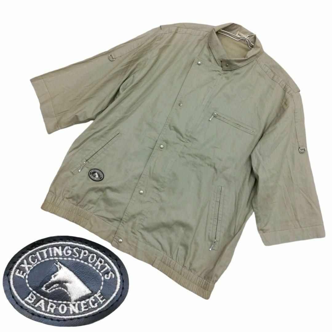 バロネス／ BARONECE／M／メンズ　フルジッパー袖折返し薄手ジャンパー メンズのジャケット/アウター(ノーカラージャケット)の商品写真