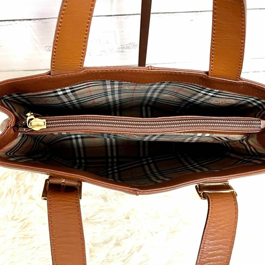 BURBERRY(バーバリー)の【極美品】バーバリー ハンドバッグ トートバッグ レザー ノバチェック ブラウン レディースのバッグ(ハンドバッグ)の商品写真