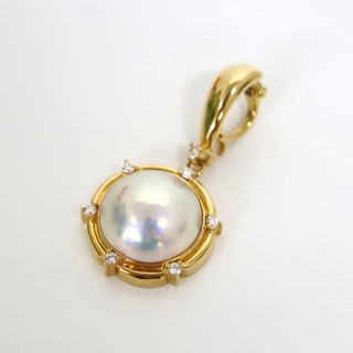 タサキ(TASAKI)の【TASAKI】タサキ K18YG マベパール ダイヤペンダント トップ 13mm 0.12ct/br2946kt(ブローチ/コサージュ)