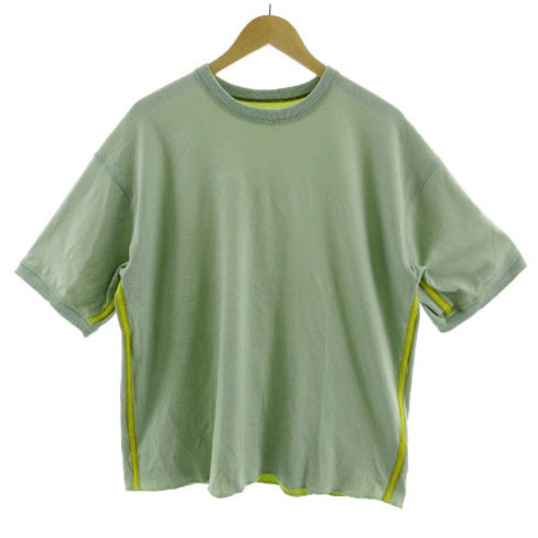 niko and...(ニコアンド)のニコアンド Tシャツ リバーシブル オーバーサイズシルエット 配色 緑系 黄 M メンズのトップス(Tシャツ/カットソー(半袖/袖なし))の商品写真