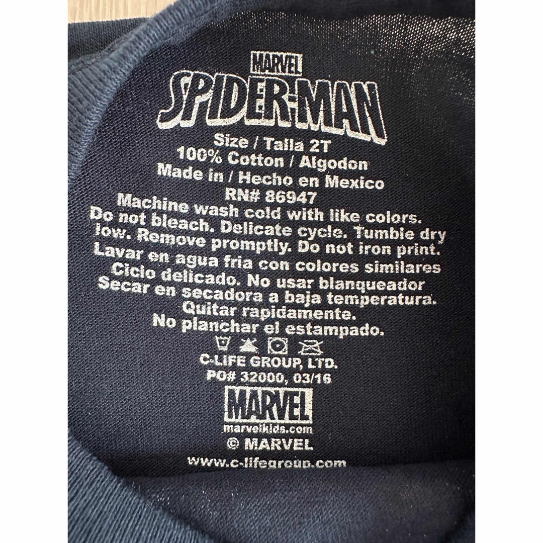 MARVEL(マーベル)のアメリカ購入マーベル2Tスパイダーマン未使用Tシャツ古着ヴィンテージ  ヒーロー キッズ/ベビー/マタニティのキッズ服男の子用(90cm~)(Tシャツ/カットソー)の商品写真