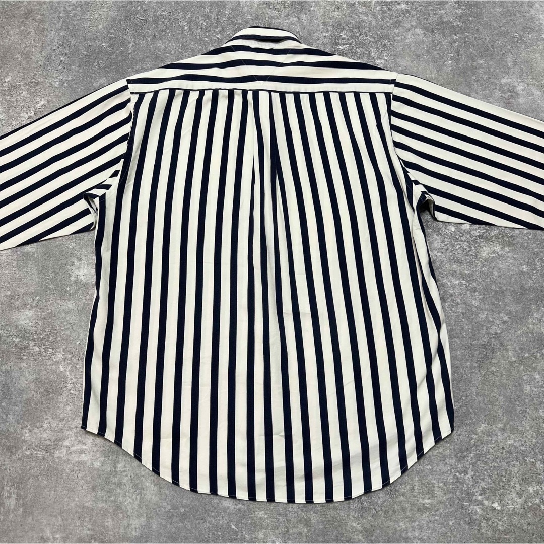 【激レア】トミーヒルフィガー☆オールド刺繍ロゴ入りレトロストライプシャツ 90s