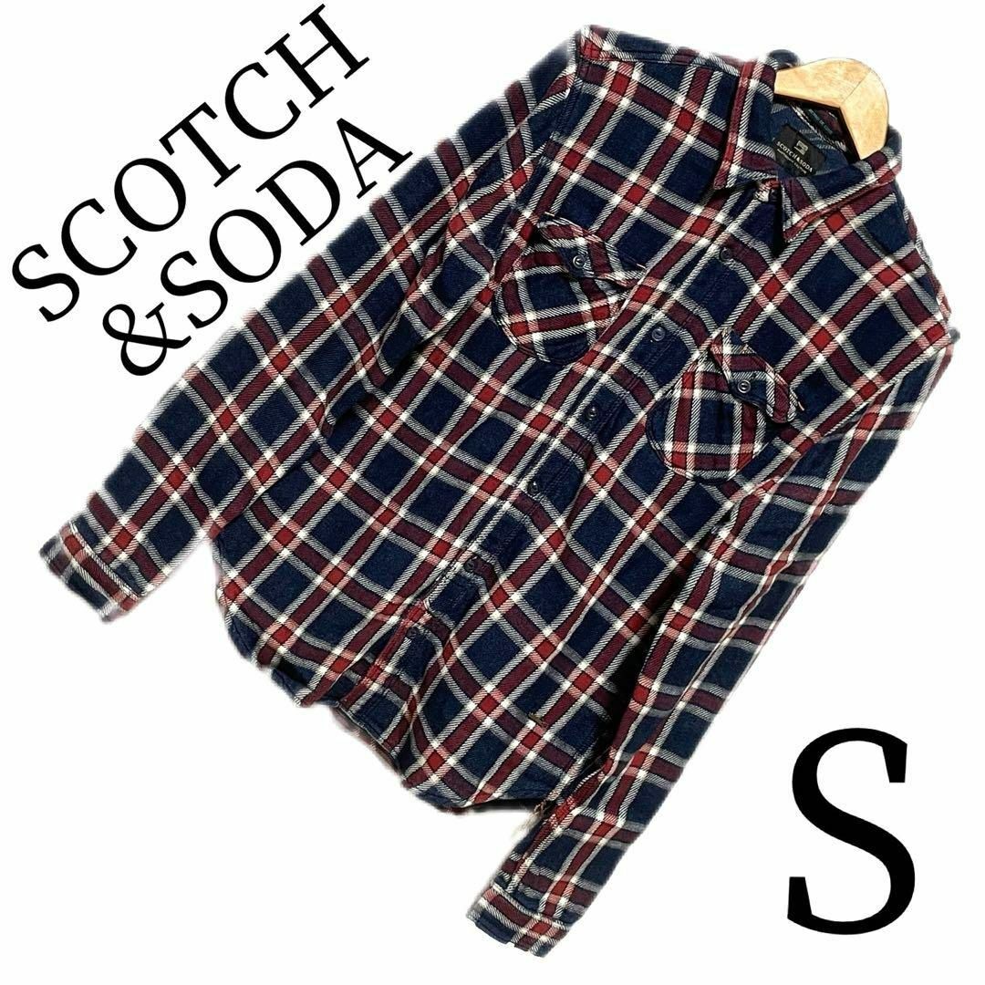 SCOTCH \u0026 SODA バック刺繍 ロールアップ チェック ネルシャツ