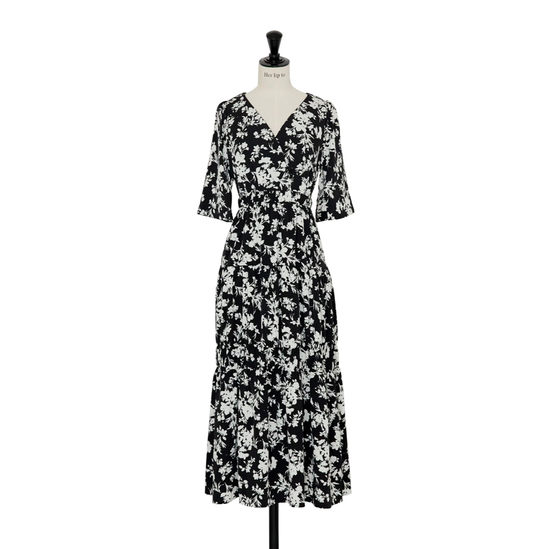 Her lip to(ハーリップトゥ)のMonotone Floral Slit Sleeve Dress レディースのワンピース(ロングワンピース/マキシワンピース)の商品写真