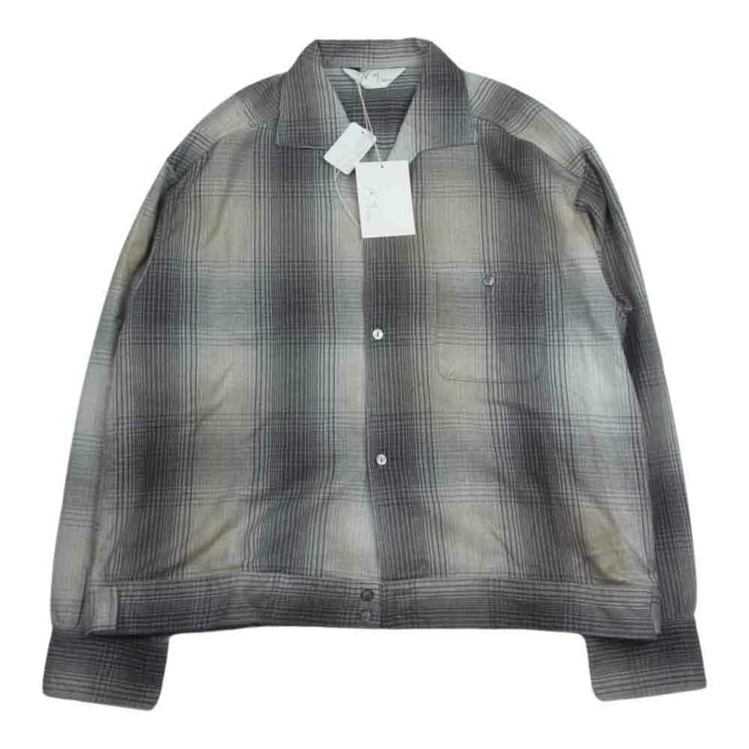 アンセルム ANCELLM ジャケット 23AW ANC-SH23 FLANNEL CHECK SHORT SHIRT JACKET フランネル チェック ショート シャツ ジャケット グレー系 ベージュ系 M【新古品】【未使用】