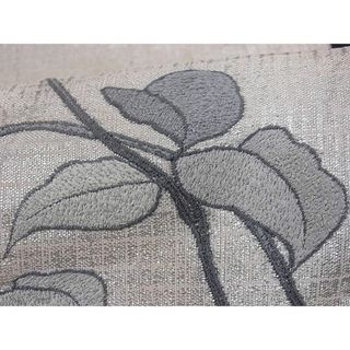 平和屋-こころ店■太鼓柄袋帯 刺繍 草花文 銀糸 正絹 逸品 A-az4852