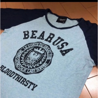 ベアー(Bear USA)のBear USA製ペパーミント×ネイビーラグランカットソー(カットソー(長袖/七分))