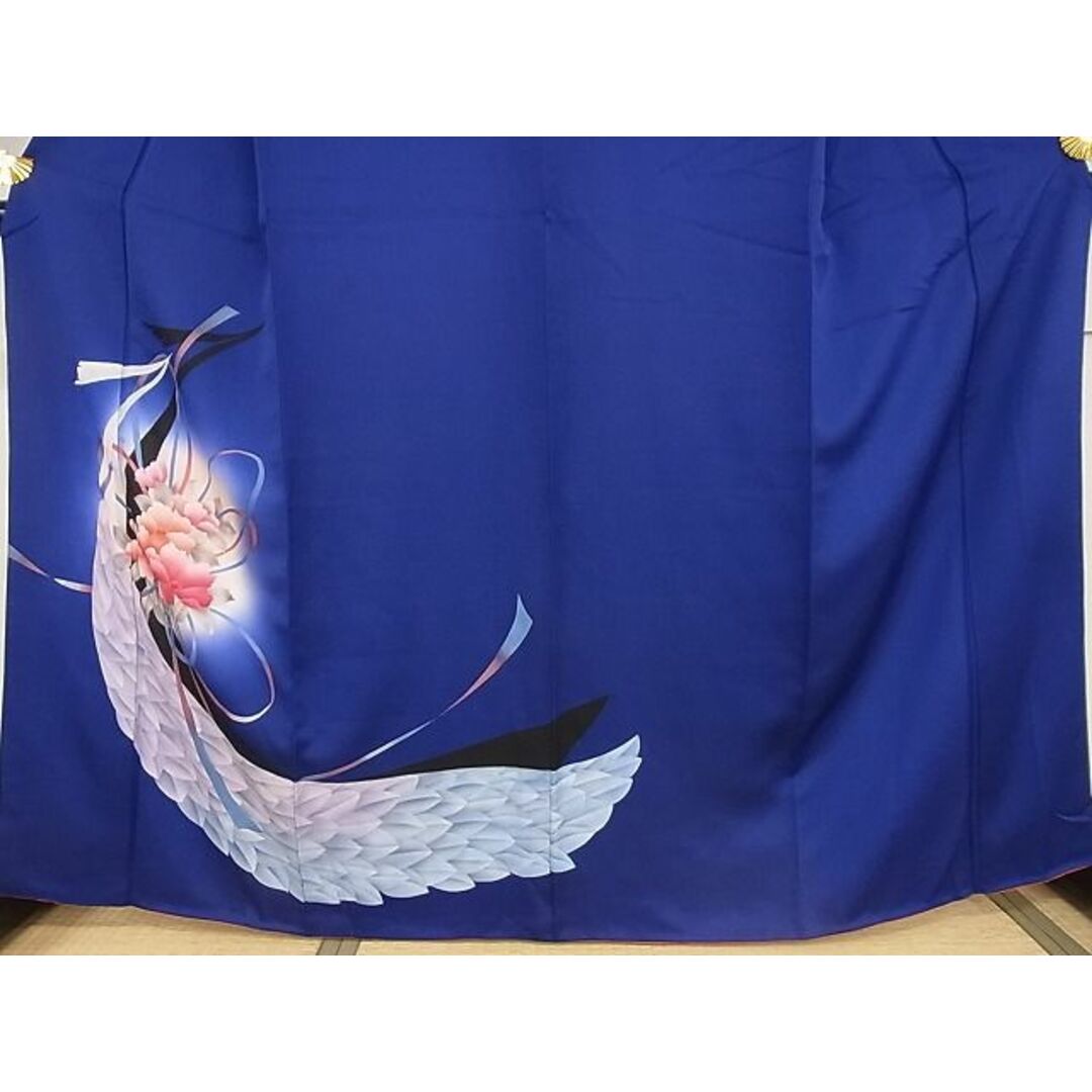 平和屋-こころ店■訪問着 孔雀花文 暈し染め 金彩 着丈160.5cm 裄丈64cm 正絹 逸品 A-ja4205