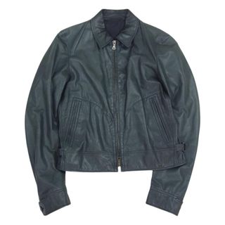 ジルサンダー(Jil Sander)のJIL SANDER ジルサンダー シングル ライダース レザー ジャケット ネイビー系 44【中古】(その他)