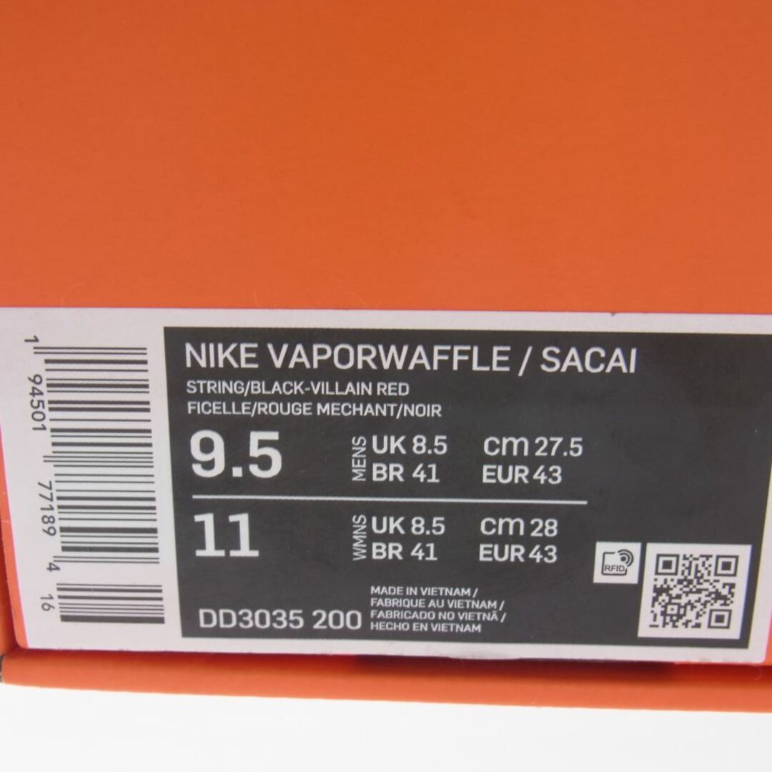 NIKE ナイキ スニーカー DD3035-200 × sacai サカイ Vapor Waffle String/Red/Green ヴェイパー ワッフル ストリング グリーン スニーカー  STRING/BLACK-VILLAIN RED-NEPTUNE GREEN 27.5cm