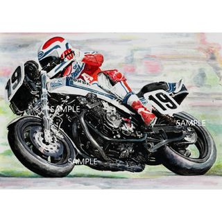 ホンダ(ホンダ)のホンダ CB750F フレディスペンサー ライディング 水彩画 バイク イラスト(その他)