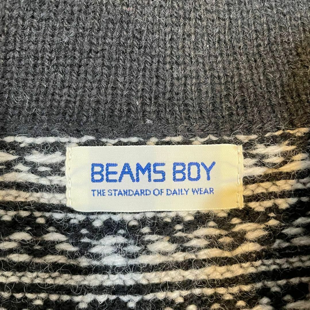 BEAMS BOY ウールニット セーター ノルディック 半袖 パフスリーブ 黒