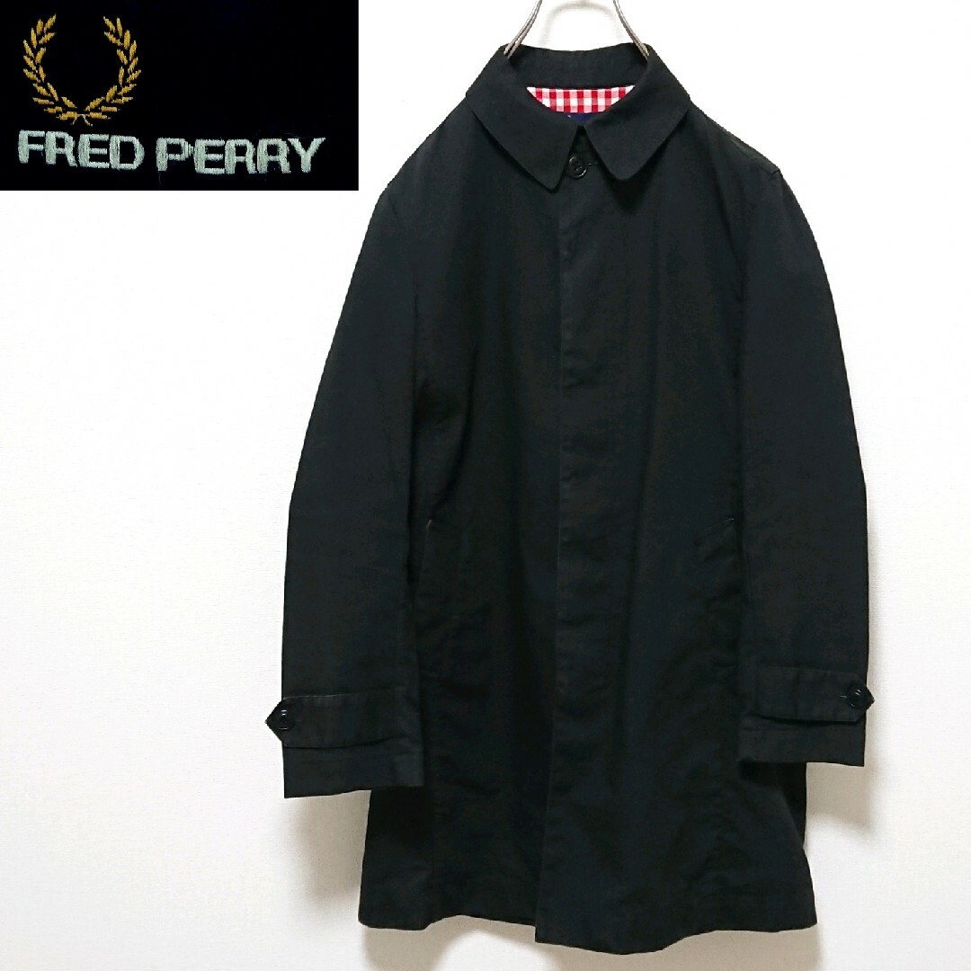 FRED PERRY フレッドペリー チェック柄 ステンカラーコート