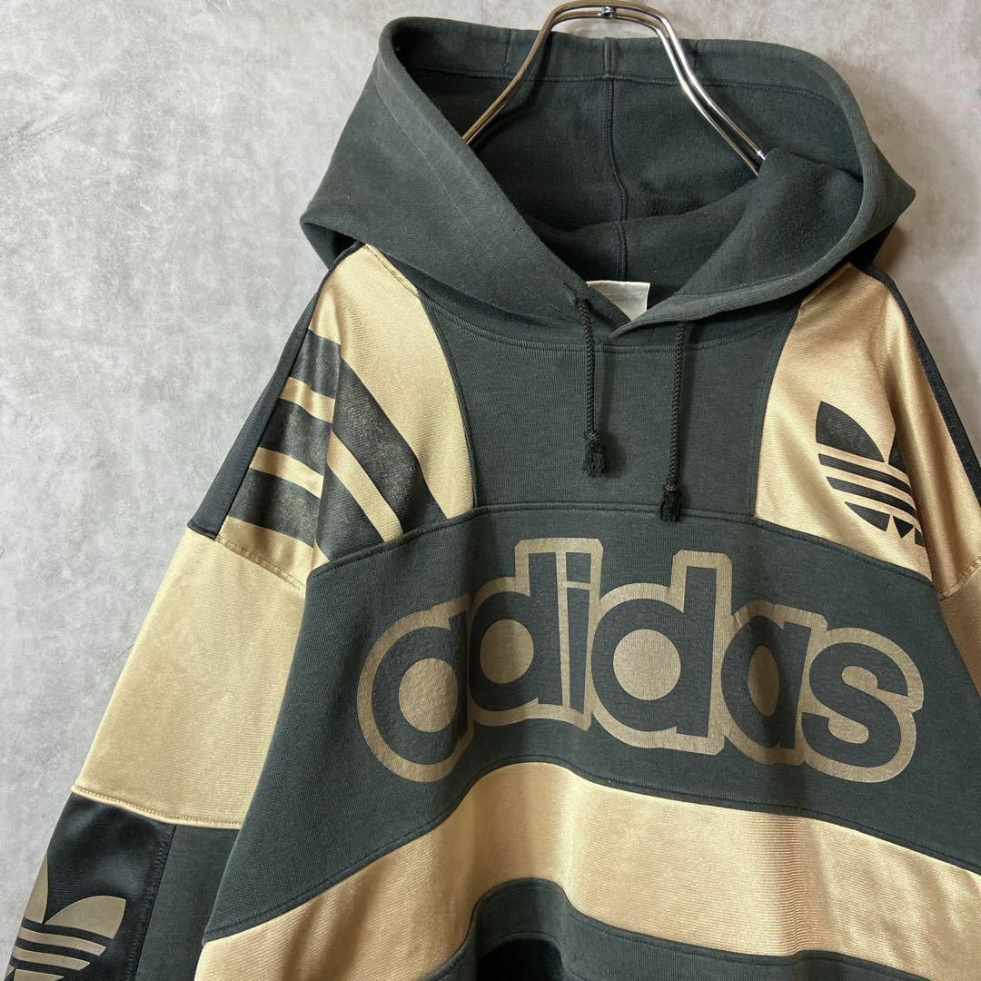 【総柄マルチロゴパーカー、デサント製】adidasでかろご古着ストリート90s | フリマアプリ ラクマ