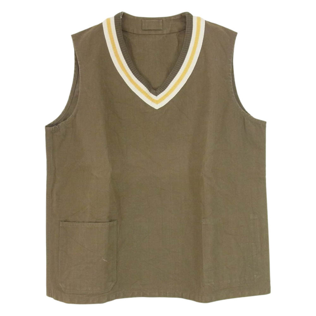 Nigel Cabourn ナイジェルケーボン ベスト 8045-00-70003 FRENCH HOSPITAL VEST REVERSIBLE フレンチホスピタル ベスト リバーシブル Vネック カーキ系 46