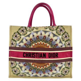 ディオール(Dior)の希少 美品 Dior ディオール ブックトート ラージ ベージュ ピンク スウェード /フェルト トートバッグ ハンドバッグ レディース 403555 【中古】(トートバッグ)