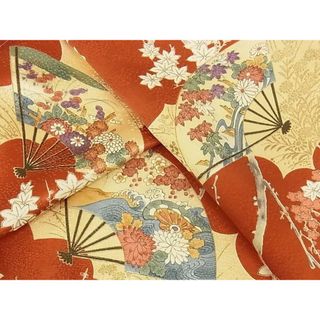 平和屋-こころ店■上質な小紋 舞花文 金彩 着丈161cm 裄丈64cm 正絹 逸品 A-ja4359