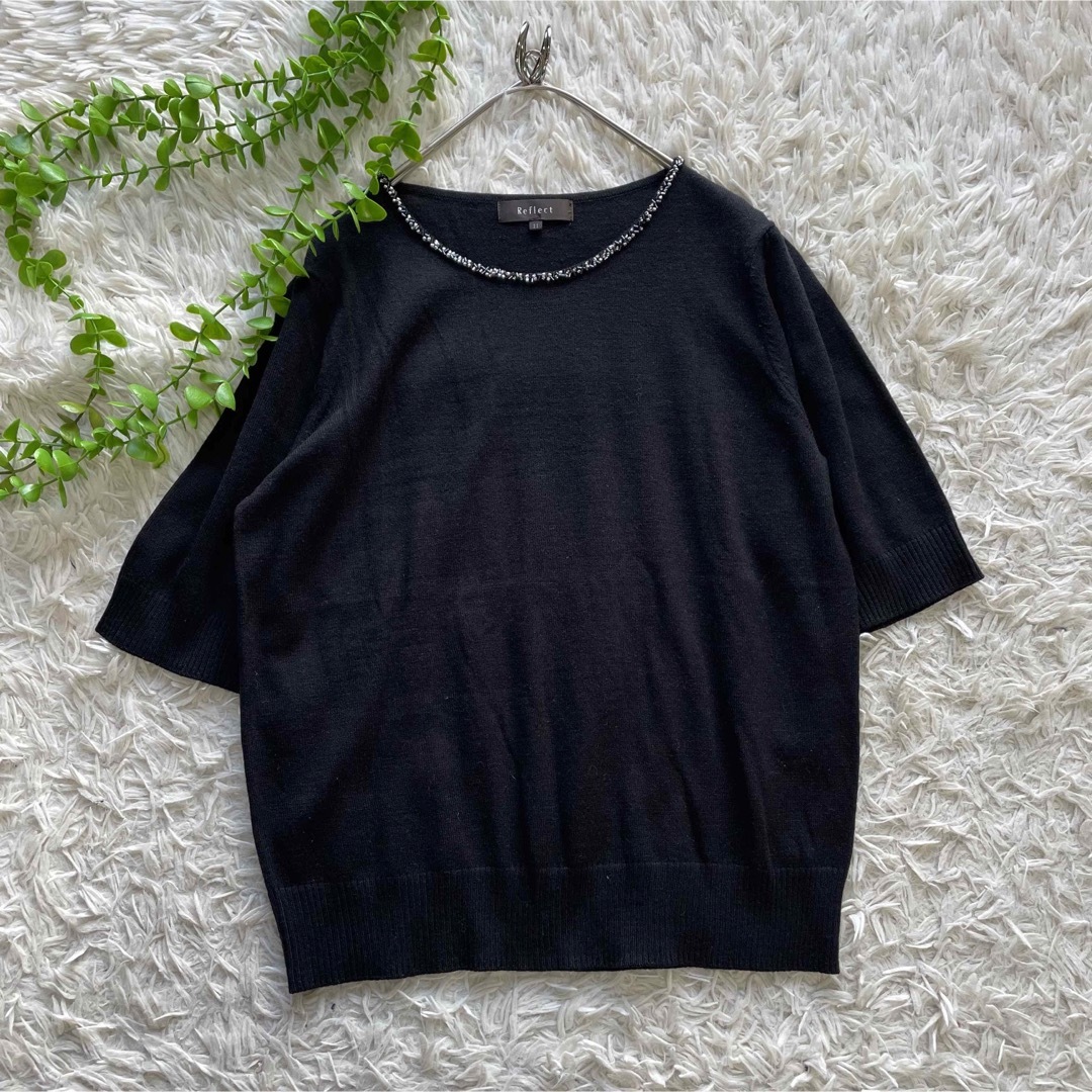 新品 Reflect リフレクト 洗えるビジュー付アンサンブルニット カシミヤ混