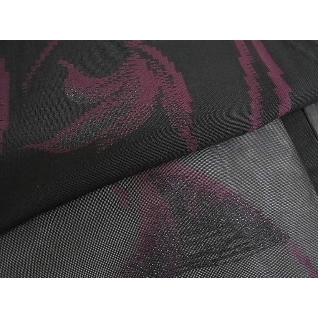 平和屋-こころ店■夏物 小紋 紗 蔦草文 黒地 銀糸 着丈151cm 裄丈62cm 正絹 逸品 A-ck4461