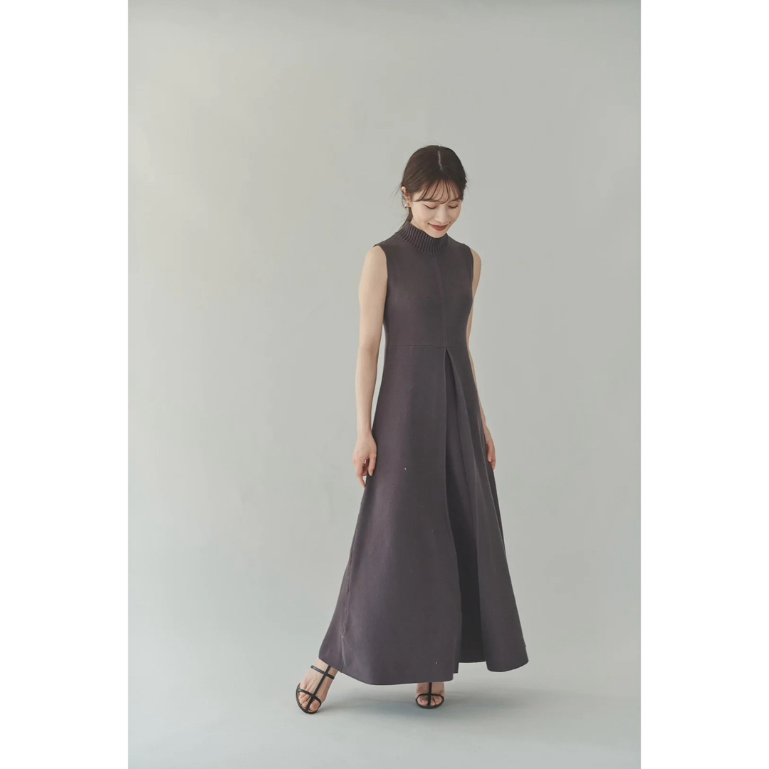 L'or Box pleats Knit Dress 楫真理子 - ロングワンピース