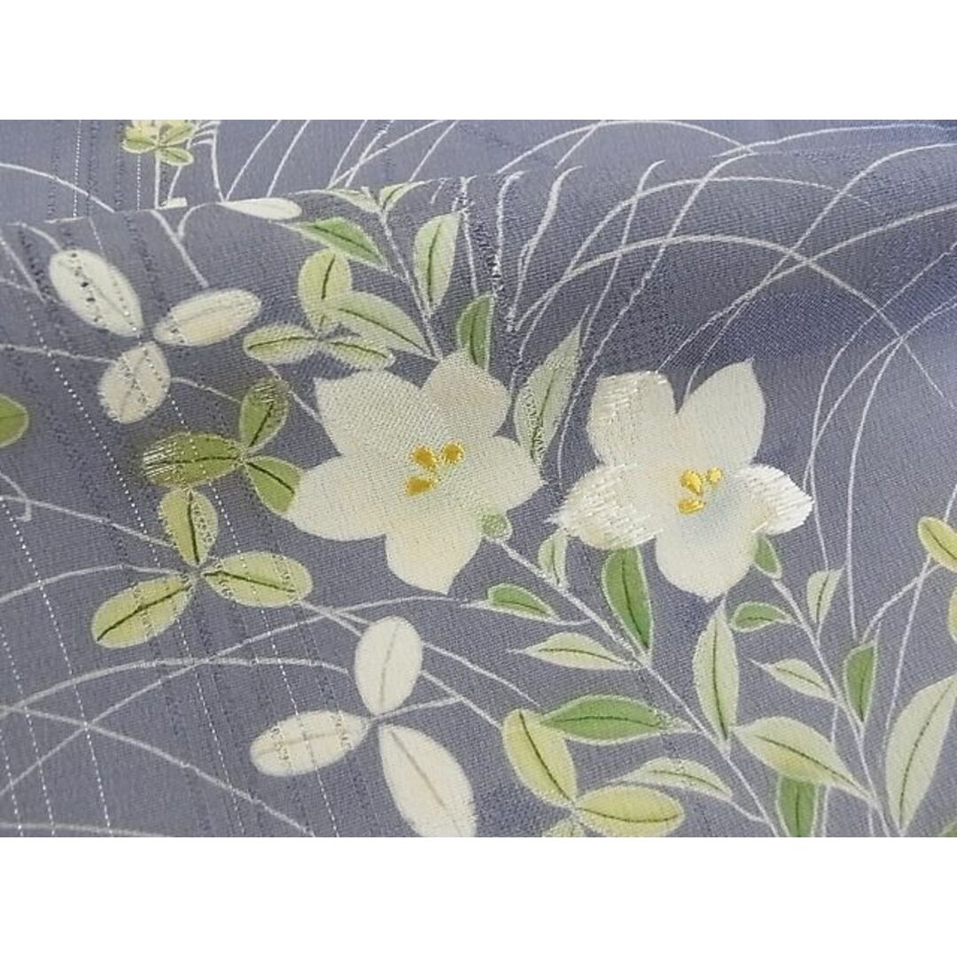 平和屋-こころ店■夏物 訪問着 刺繍 草花文 銀糸 着丈157.5cm 裄丈64.5cm 正絹 逸品 A-ck4120