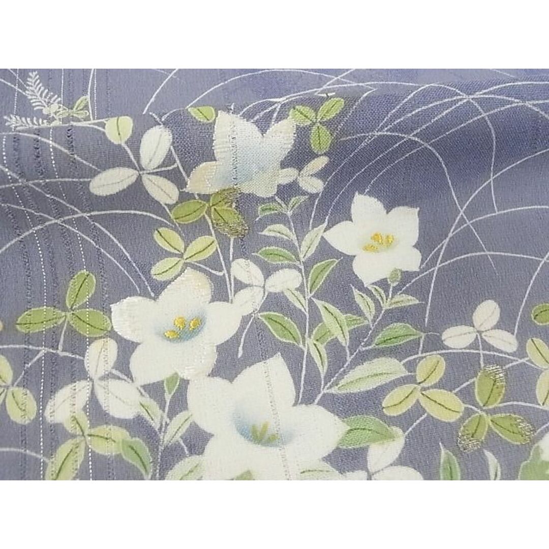 平和屋-こころ店■夏物 訪問着 刺繍 草花文 銀糸 着丈157.5cm 裄丈64.5cm 正絹 逸品 A-ck4120
