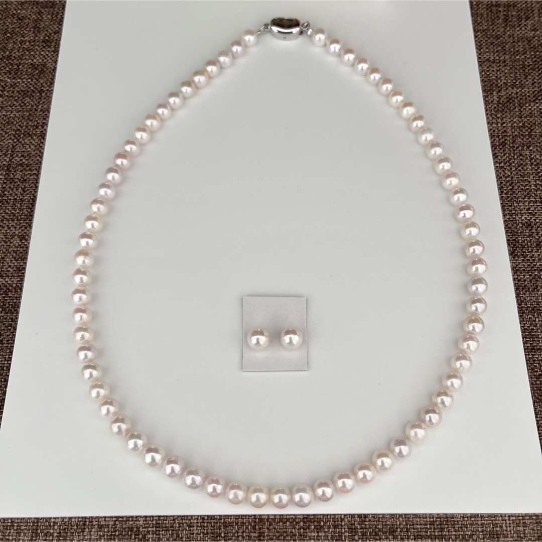 あこや真珠ネックレス5.5-6.0mm特価品ペア付き新品未使用品ケース付き レディースのアクセサリー(ネックレス)の商品写真