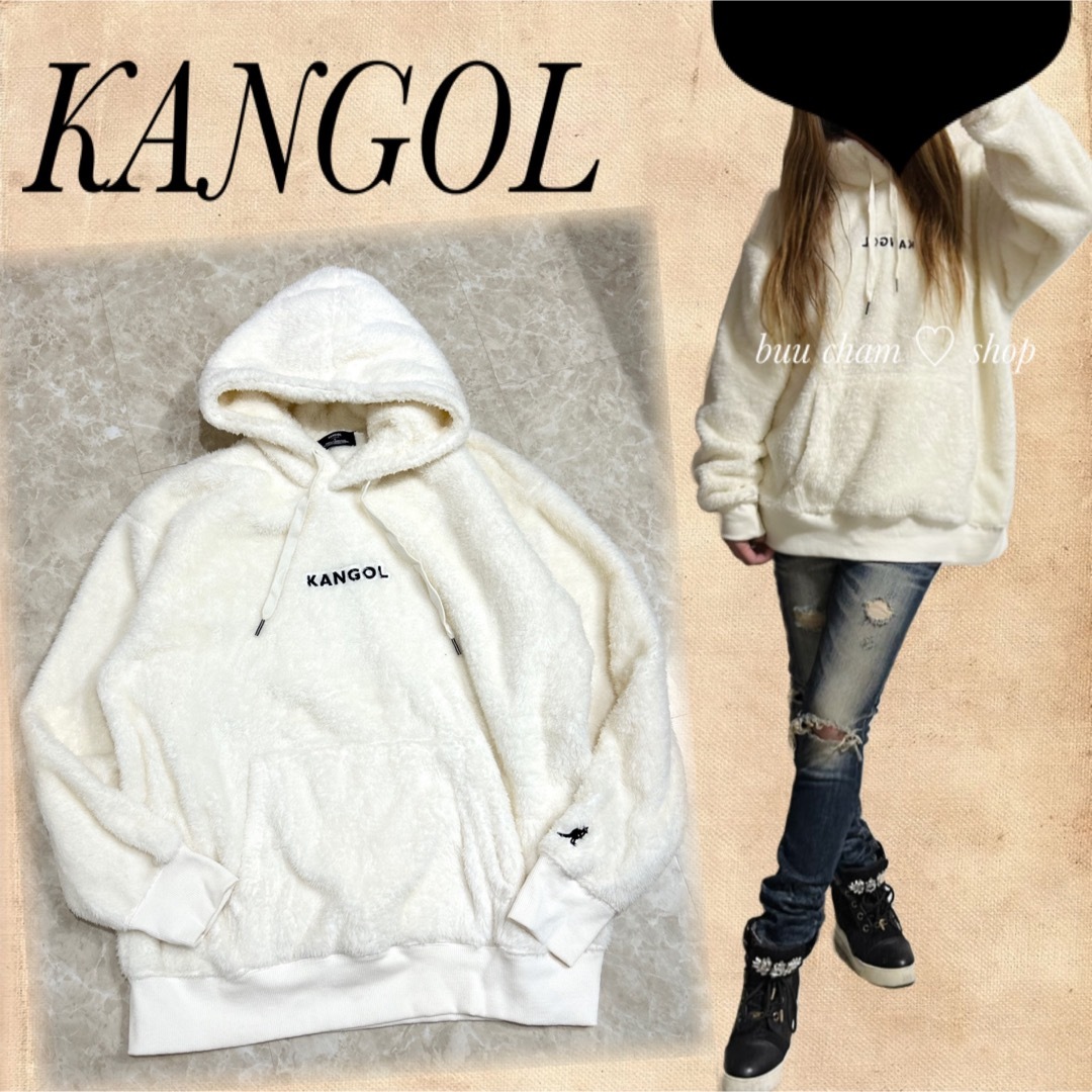 KANGOL(カンゴール)のKANGOL♡ボアパーカー フーディー ビッグシルエット ゆったり ロゴ刺繍 メンズのトップス(パーカー)の商品写真