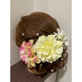 髪飾り 紐アレンジ　成人式　卒業式　【1点のみ】(ヘアアクセサリー)