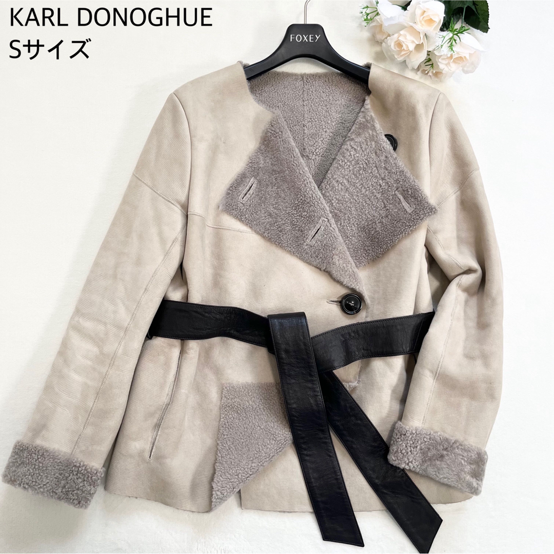 【美品】KARL DONOGHUE ラムレザー ムートンコート ベルト アウター