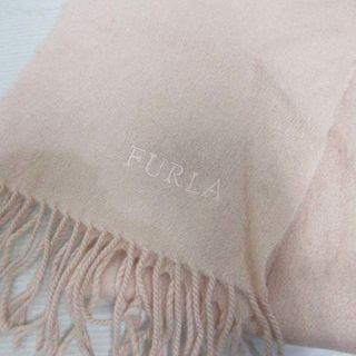 Furla - フルラ FURLA カシミヤ100％ マフラー ピンク ロゴ刺繍