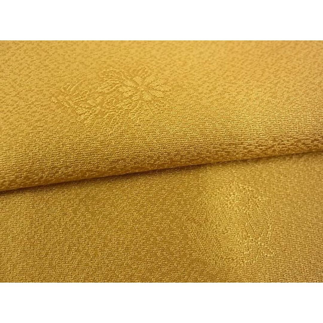 平和屋-こころ店■上質な色無地 草花丸地紋 四君子 金色 着丈167cm 裄丈65.5cm 正絹 逸品 A-ta5305