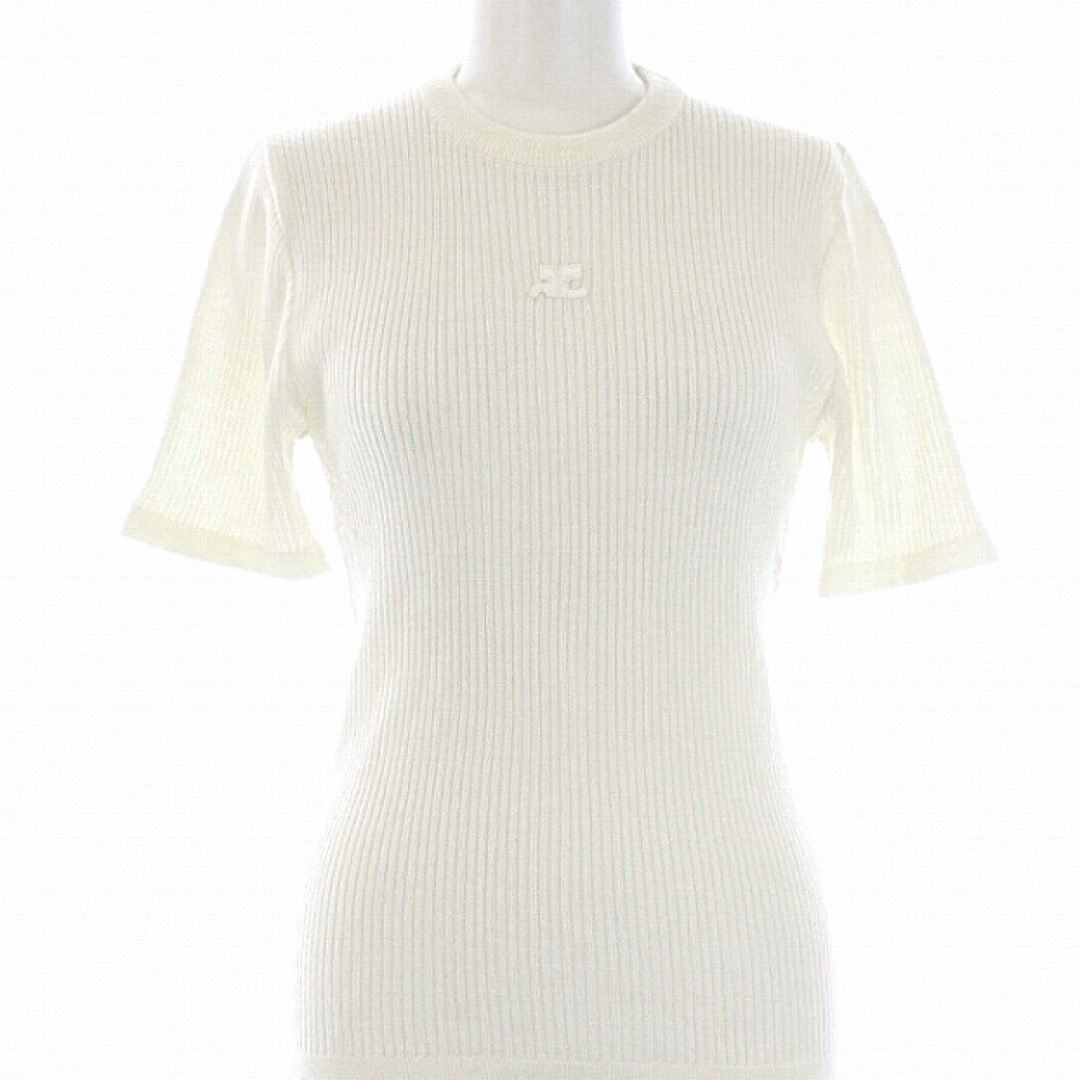 Courreges(クレージュ)のクレージュ　ロゴニット　半袖ニット　リブニット レディースのトップス(ニット/セーター)の商品写真