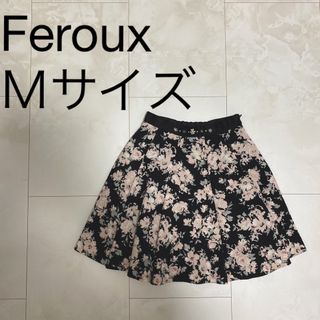 フェルゥ(Feroux)の【きれいめコーデ】Feroux  ビジュー付きプラックピンク花柄スカート【秋服】(ひざ丈スカート)