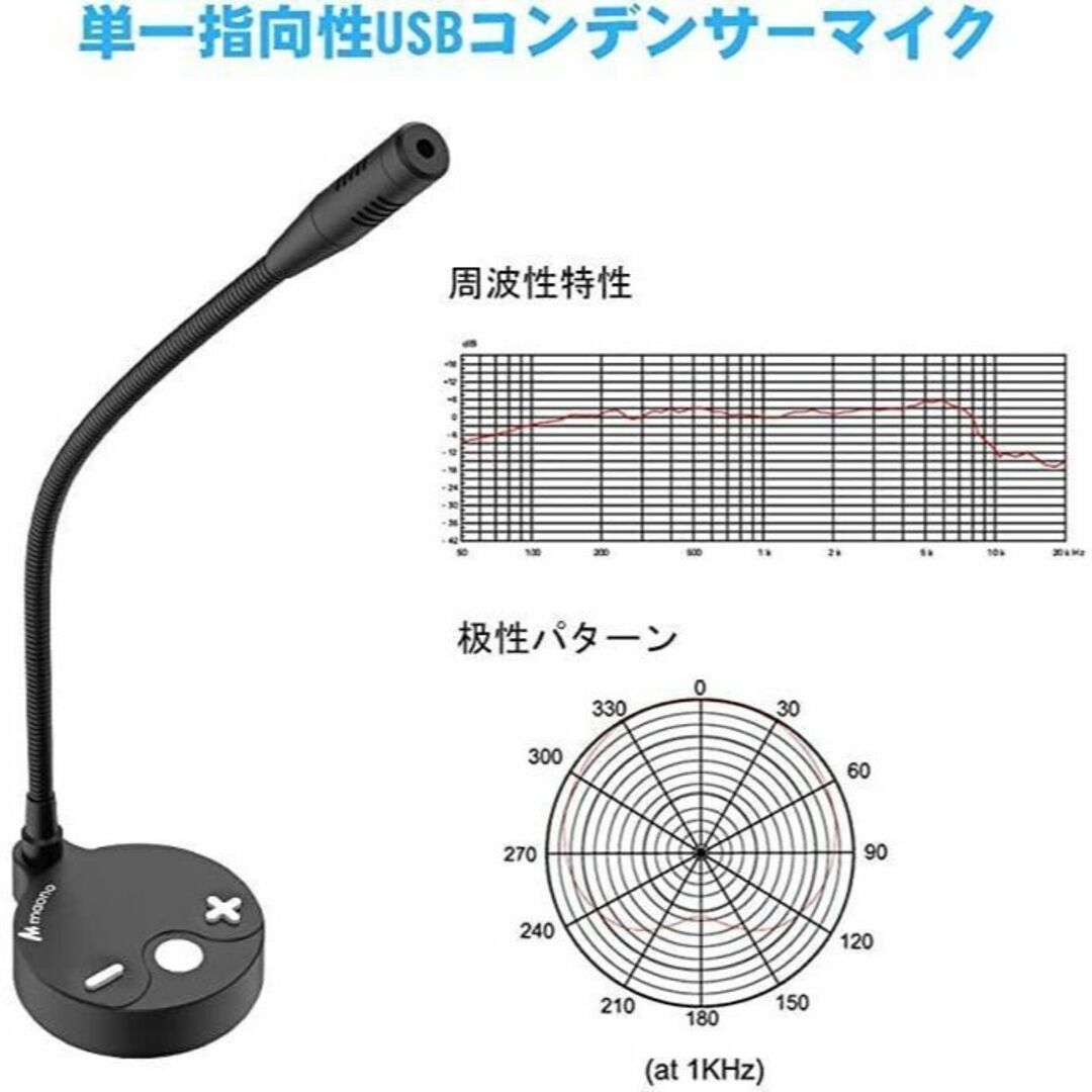 美品✨MAONO USBマイク コンデンサーマイク PCマイク 単一指向性 6