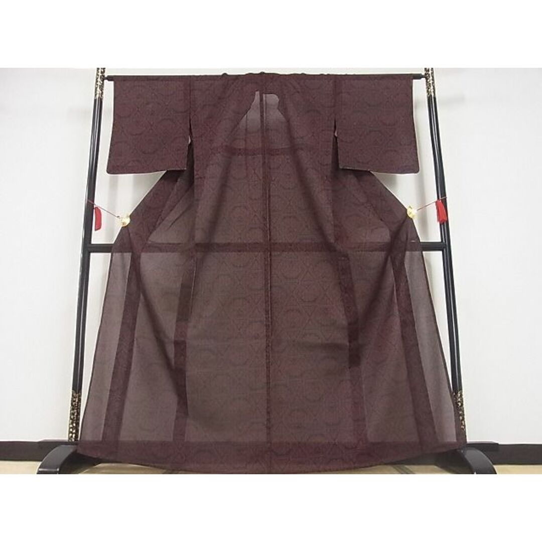 平和屋-こころ店□極上 夏物 小紋 紗 蜘蛛の巣 着丈164cm 裄丈66cm