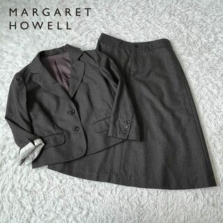 マーガレットハウエル(MARGARET HOWELL)のマーガレットハウエル　スーツ　スカート　グレー　ウール　日本製　サイズ違い(スーツ)