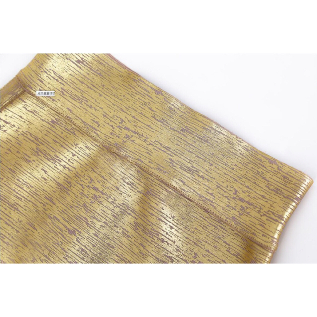 レディーススカート　S ゴールド　レザー風　ロングスカート　ジップ レディースのスカート(ロングスカート)の商品写真